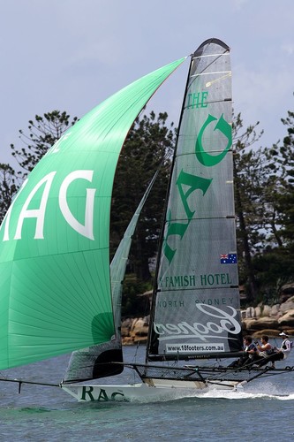 The Rag shows winning style - JJ Giltinan 18ft Skiff Championship 2013, Race 5 © Frank Quealey /Australian 18 Footers League http://www.18footers.com.au